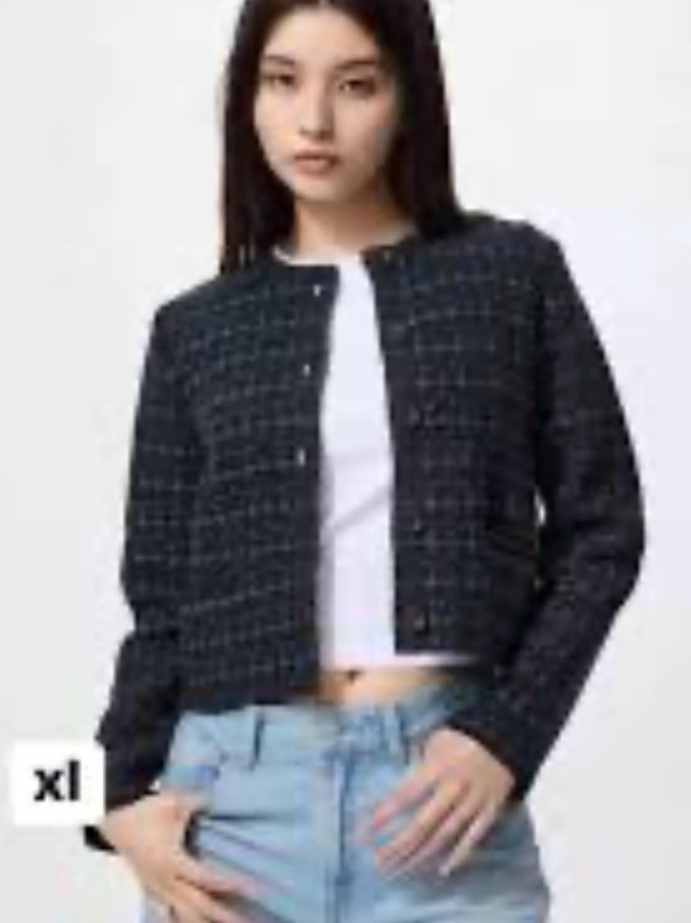 Uniqlo Knitted Cropped Cardigan Plaid Size XS